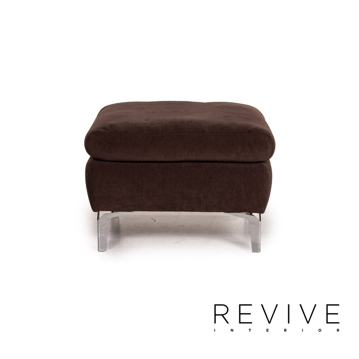 Ewald Schillig Brand Inez Stoff Sofa Garnitur Dunkelbraun 1x Zweisitzer 1x Hocker