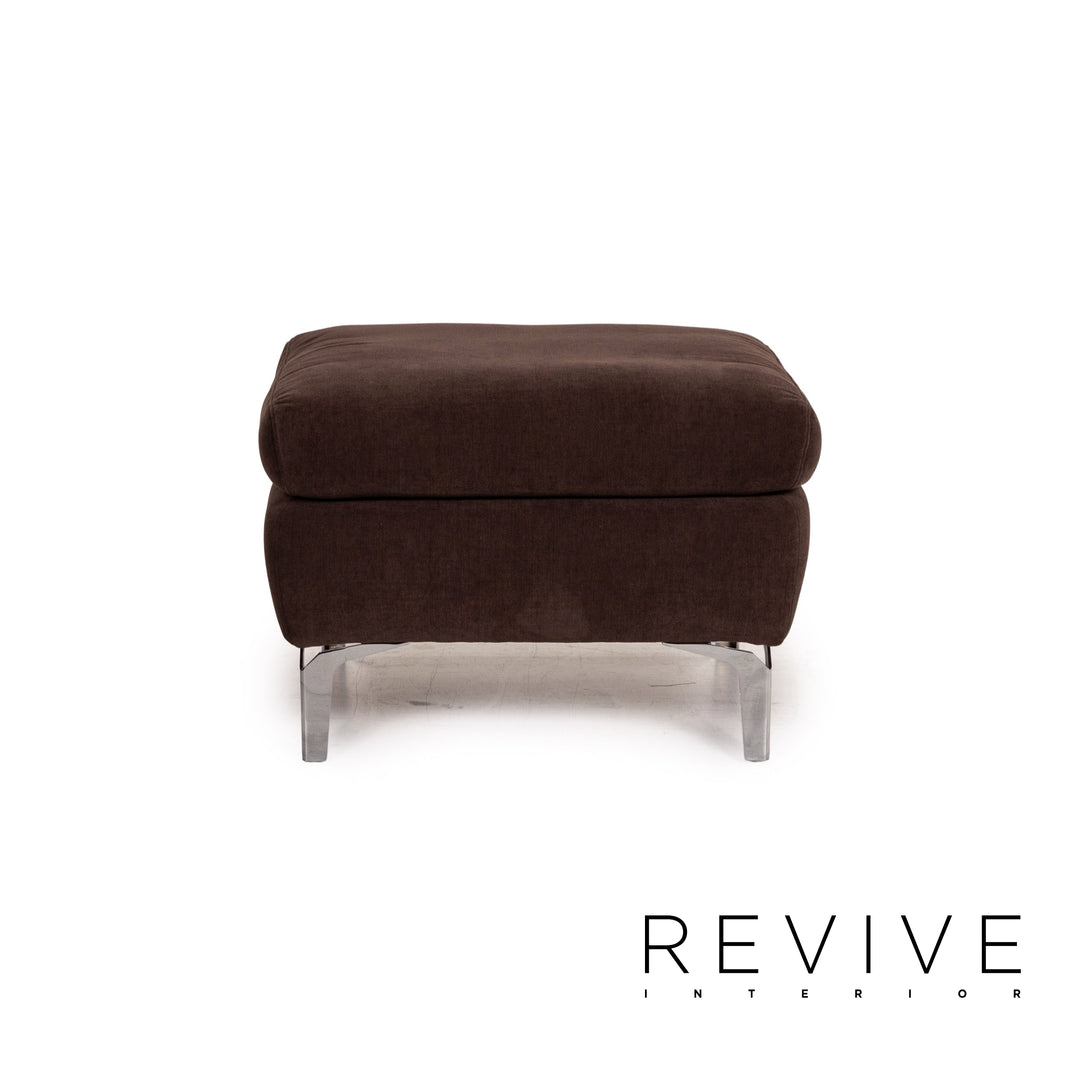 Ewald Schillig Brand Inez Stoff Sofa Garnitur Dunkelbraun 1x Zweisitzer 1x Hocker