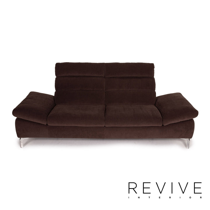 Ewald Schillig Brand Inez Stoff Sofa Garnitur Dunkelbraun 1x Zweisitzer 1x Hocker