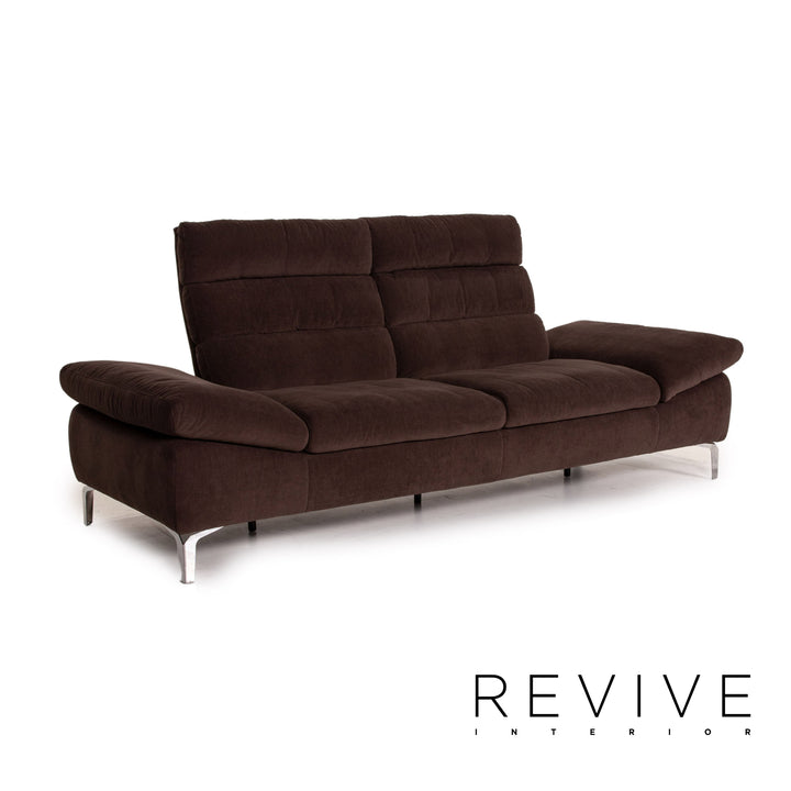 Ewald Schillig Brand Inez Stoff Sofa Garnitur Dunkelbraun 1x Zweisitzer 1x Hocker