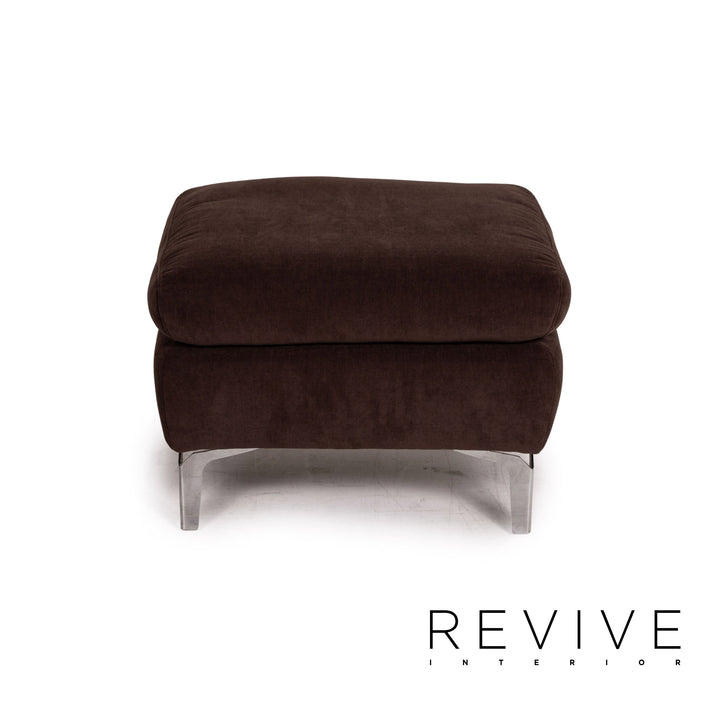 Ewald Schillig Brand Inez Stoff Sofa Garnitur Dunkelbraun 1x Zweisitzer 1x Hocker