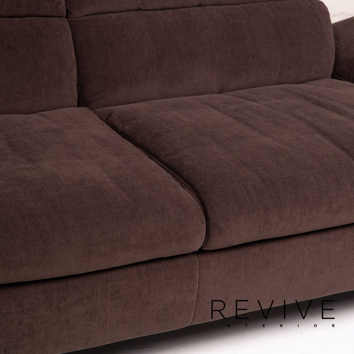 Ewald Schillig Brand Inez Stoff Sofa Garnitur Dunkelbraun 1x Zweisitzer 1x Hocker