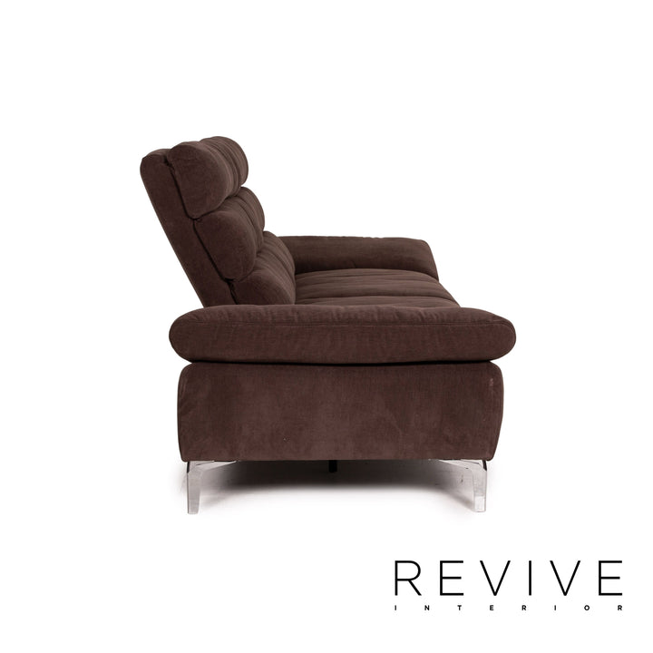 Ewald Schillig Brand Inez Stoff Sofa Garnitur Dunkelbraun 1x Zweisitzer 1x Hocker