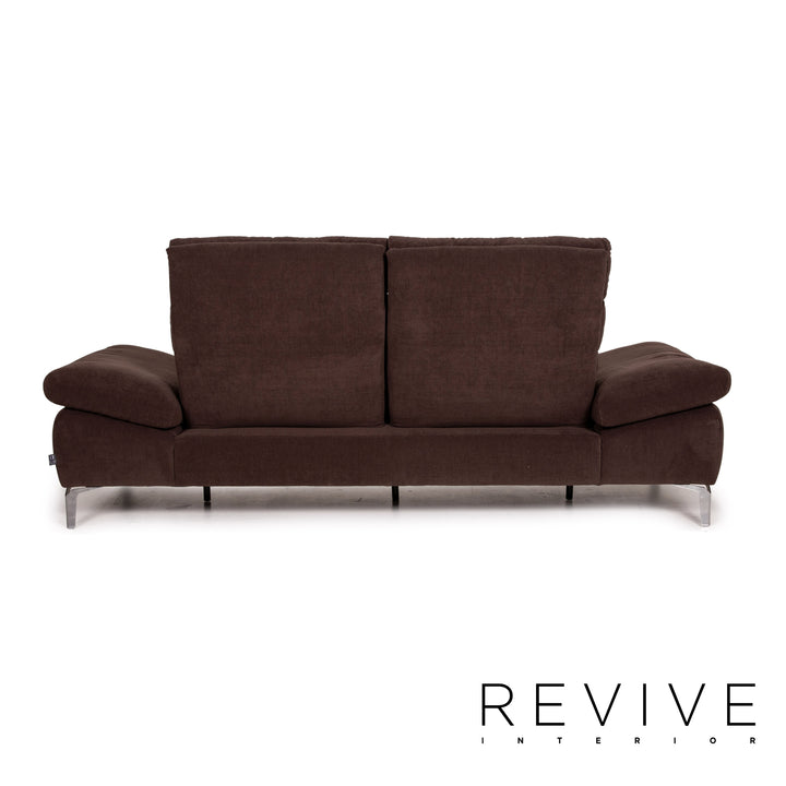 Ewald Schillig Brand Inez Stoff Sofa Garnitur Dunkelbraun 1x Zweisitzer 1x Hocker