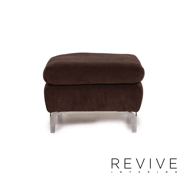 Ewald Schillig Brand Inez Stoff Sofa Garnitur Dunkelbraun 1x Zweisitzer 1x Hocker