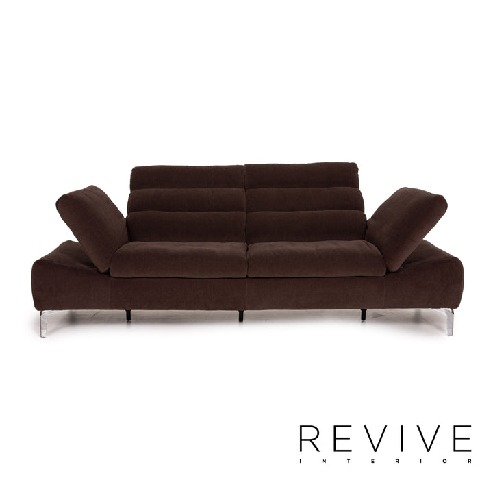 Ewald Schillig Brand Inez Stoff Sofa Garnitur Dunkelbraun 1x Zweisitzer 1x Hocker