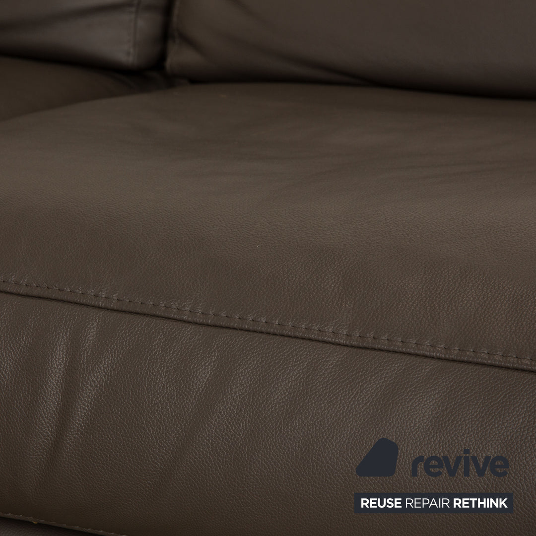 Ewald Schillig Brand Shine Leder Ecksofa Grau Elektrische Funktion