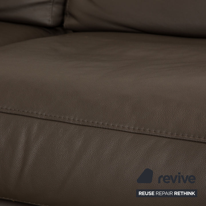 Ewald Schillig Brand Shine Leder Ecksofa Grau Elektrische Funktion