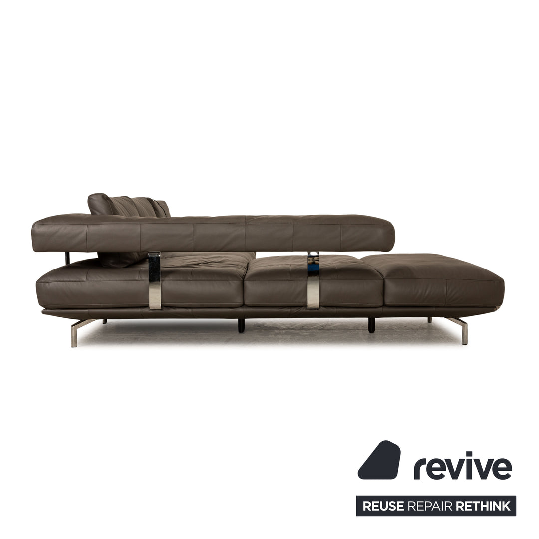 Ewald Schillig Brand Shine Leder Ecksofa Grau Elektrische Funktion