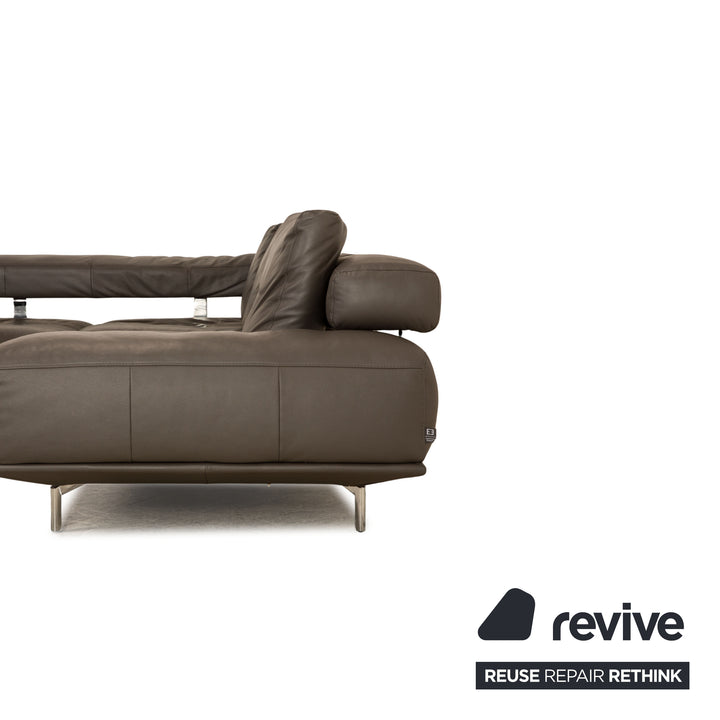 Ewald Schillig Brand Shine Leder Ecksofa Grau Elektrische Funktion