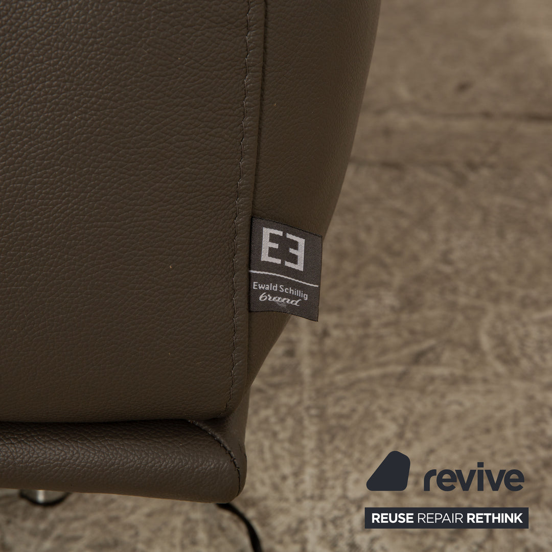 Ewald Schillig Brand Shine Leder Ecksofa Grau Elektrische Funktion