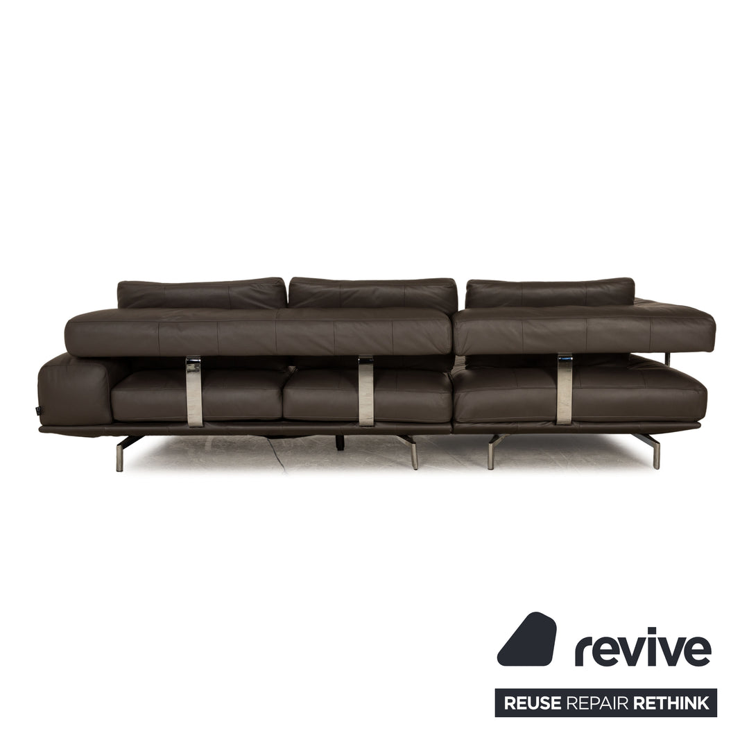 Ewald Schillig Brand Shine Leder Ecksofa Grau Elektrische Funktion