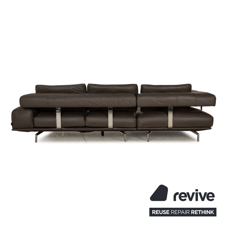 Ewald Schillig Brand Shine Leder Ecksofa Grau Elektrische Funktion