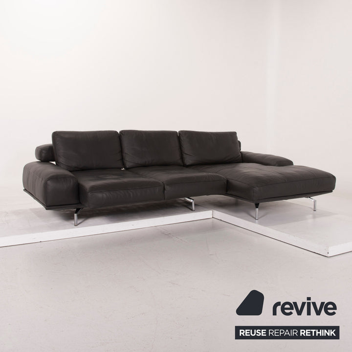 Ewald Schillig Brand Shine Leder Sofa Grau Ecksofa Elektrische Funktion Outlet #14954