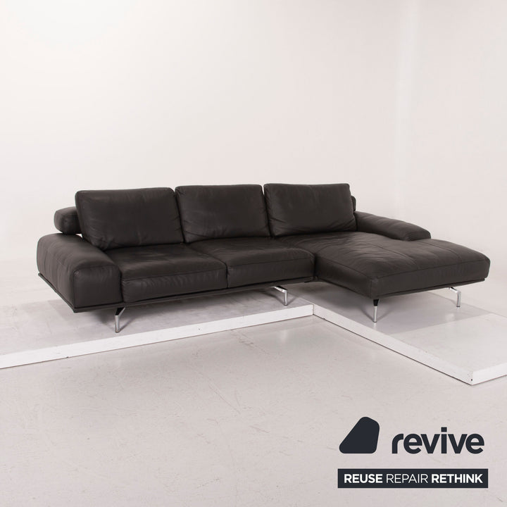Ewald Schillig Brand Shine Leder Sofa Grau Ecksofa Elektrische Funktion Outlet #14954