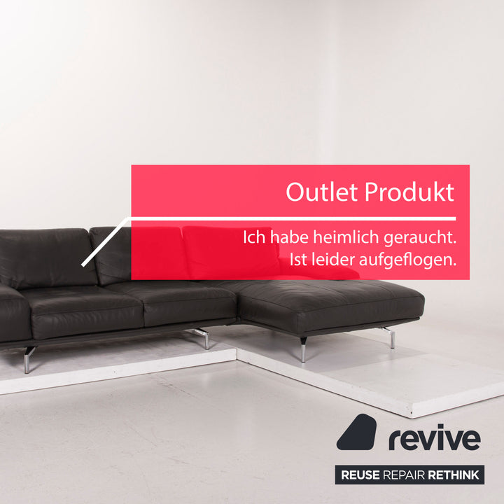Ewald Schillig Brand Shine Leder Sofa Grau Ecksofa Elektrische Funktion Outlet #14954