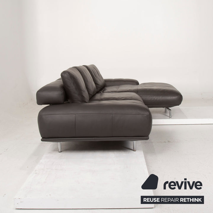Ewald Schillig Brand Shine Leder Sofa Grau Ecksofa Elektrische Funktion Outlet #14954