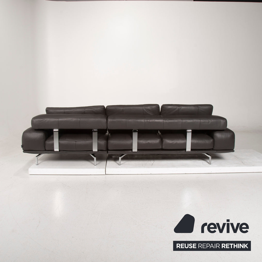 Ewald Schillig Brand Shine Leder Sofa Grau Ecksofa Elektrische Funktion Outlet #14954