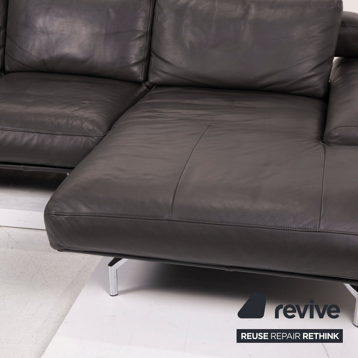 Ewald Schillig Brand Shine Leder Sofa Grau Ecksofa Elektrische Funktion Outlet #14954