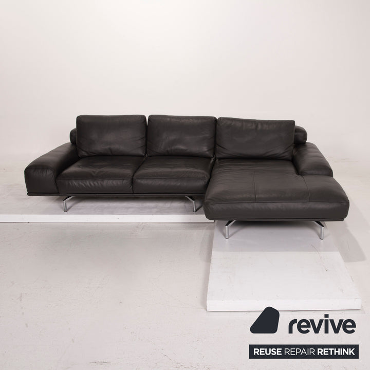 Ewald Schillig Brand Shine Leder Sofa Grau Ecksofa Elektrische Funktion Outlet #14954