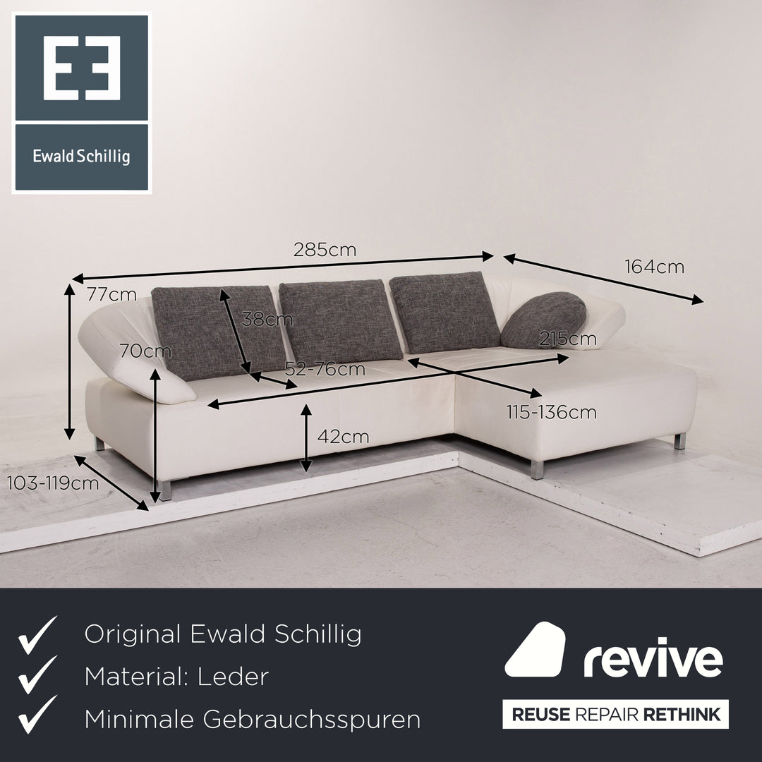 Ewald Schillig Butterfly Leder Ecksofa Weiß Sofa Funktion Couch #15541