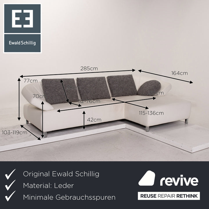 Ewald Schillig Butterfly Leder Ecksofa Weiß Sofa Funktion Couch #15541