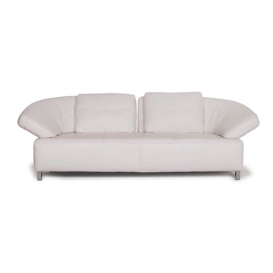Ewald Schillig Butterfly Leather Sofa White Three Seater #15078
