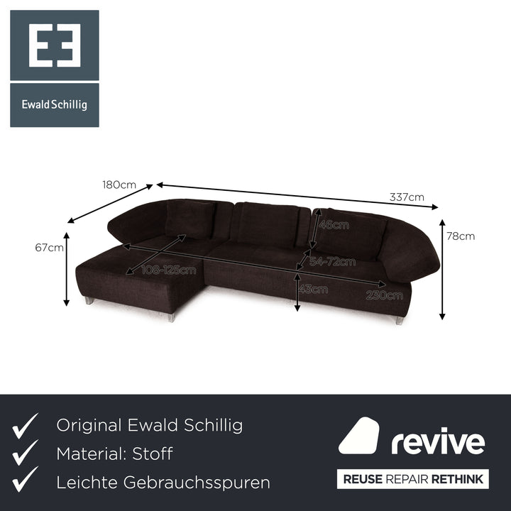 Ewald Schillig Butterfly Stoff Sofa Dunkelbraun Ecksofa Couch