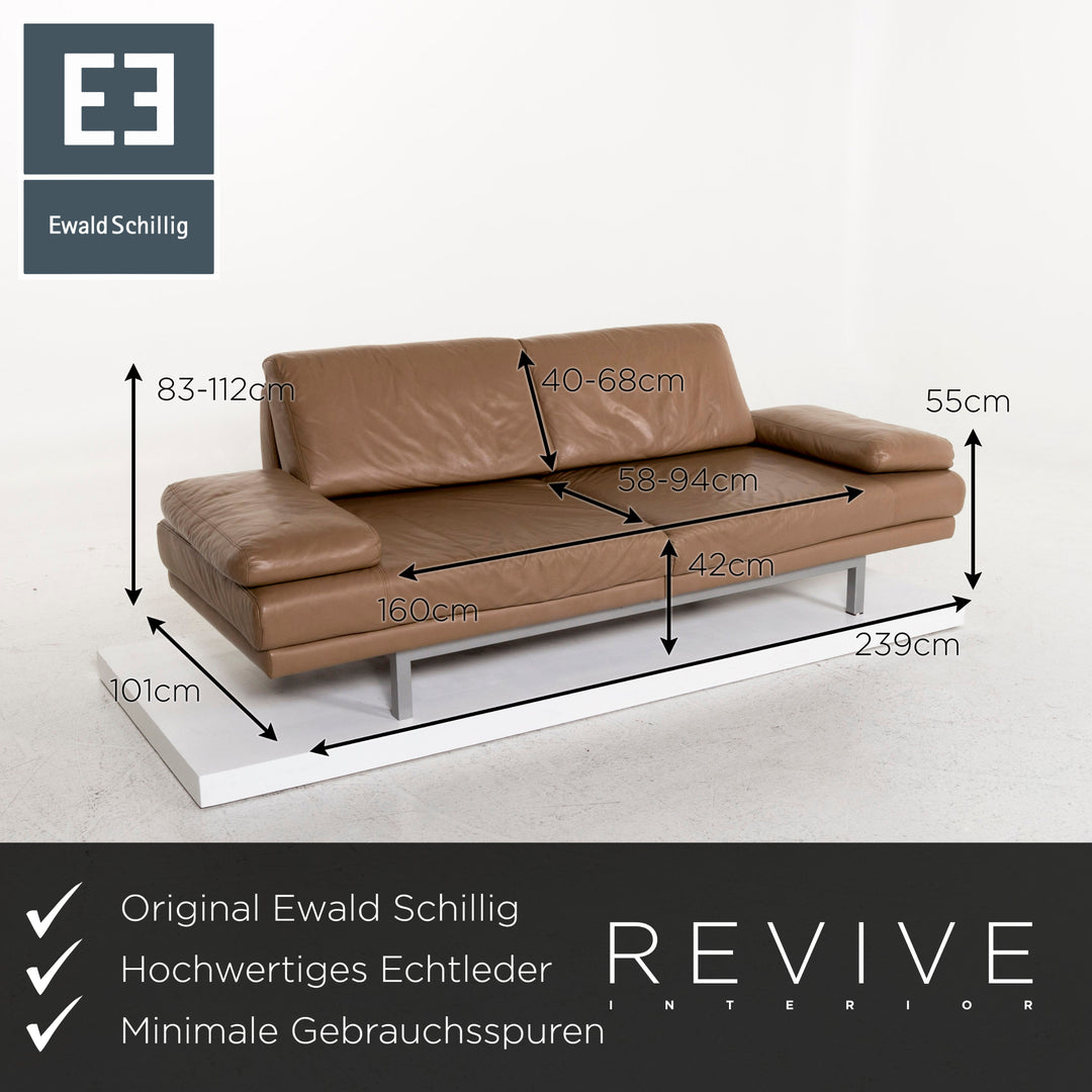 Ewald Schillig Columbo Leather Sofa Brown Light Brown Two Seater Couch #13050