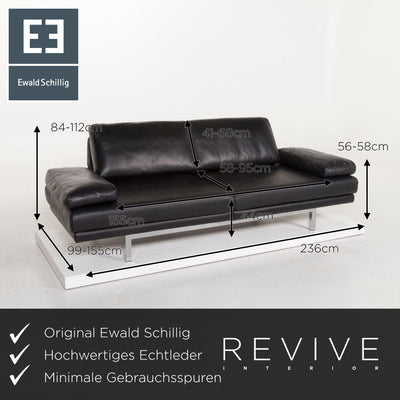 Ewald Schillig Columbo Leder Sofa Schwarz Dreisitzer Funktion Relaxfunktion Couch #12766
