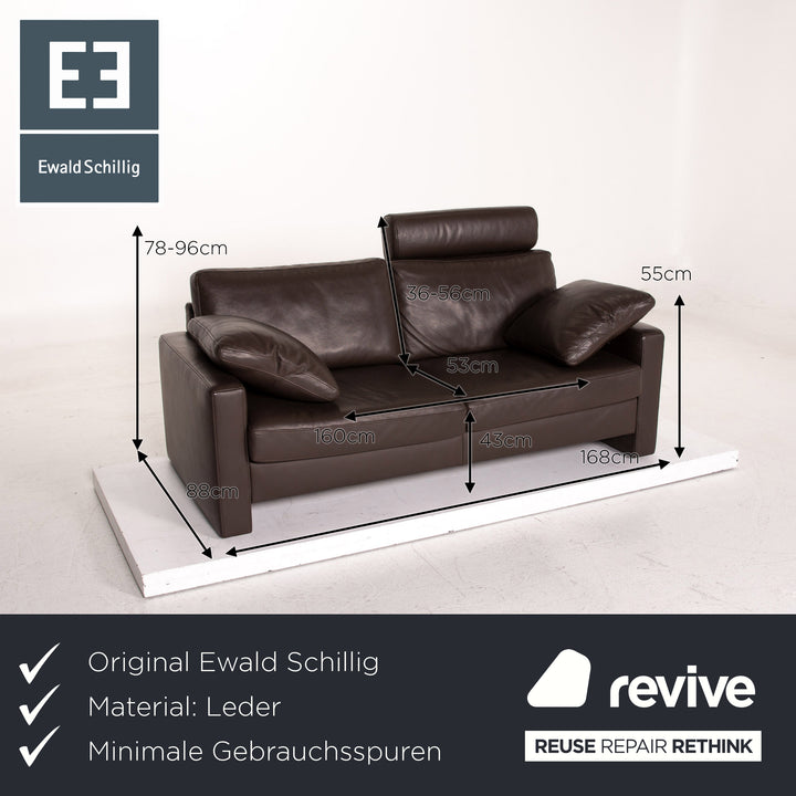 Ewald Schillig Concept Plus Leder Sofa Braun Dunkelbraun Zweisitzer Couch #14906