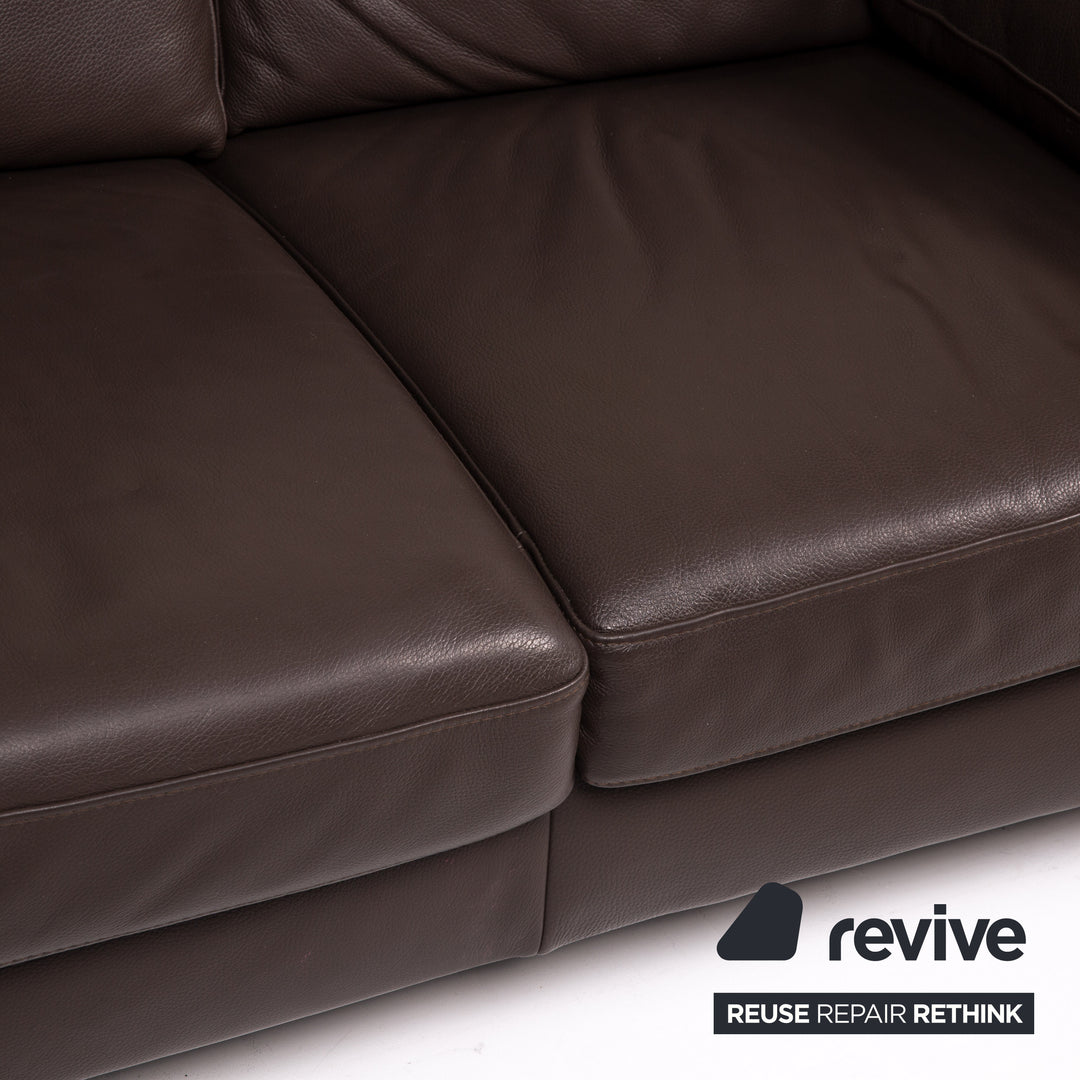 Ewald Schillig Concept Plus Leder Sofa Braun Dunkelbraun Zweisitzer Couch #14906