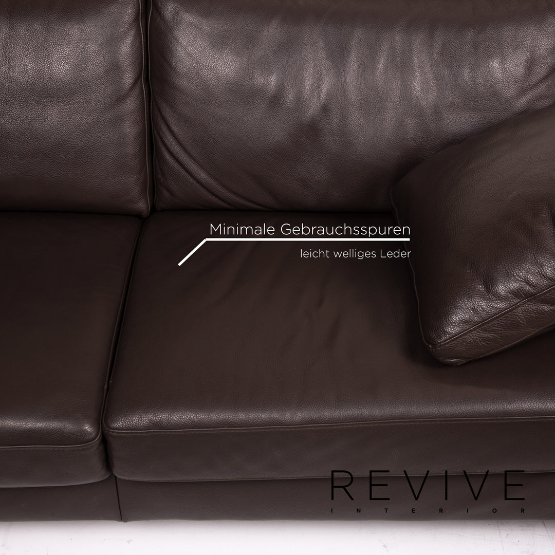 Ewald Schillig Concept Plus Leder Sofa Garnitur Braun Dunkelbraun 1x Dreisitzer 1x Zweisitzer 1x Sessel #15306