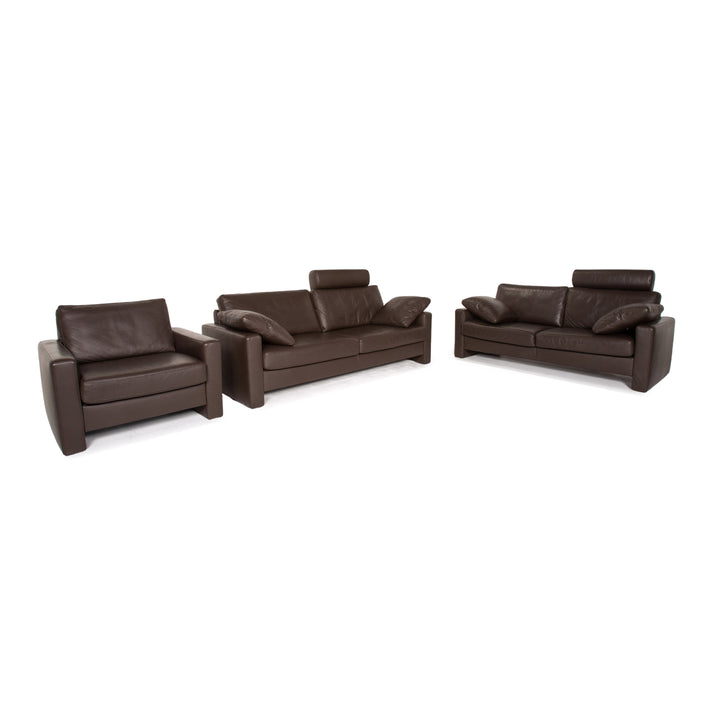 Ewald Schillig Concept Plus Leder Sofa Garnitur Braun Dunkelbraun 1x Dreisitzer 1x Zweisitzer 1x Sessel #15306
