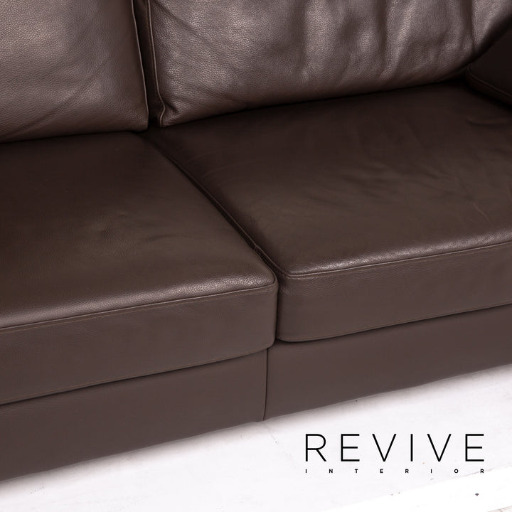 Ewald Schillig Concept Plus Leder Sofa Garnitur Braun Dunkelbraun 1x Dreisitzer 1x Zweisitzer 1x Sessel #15306