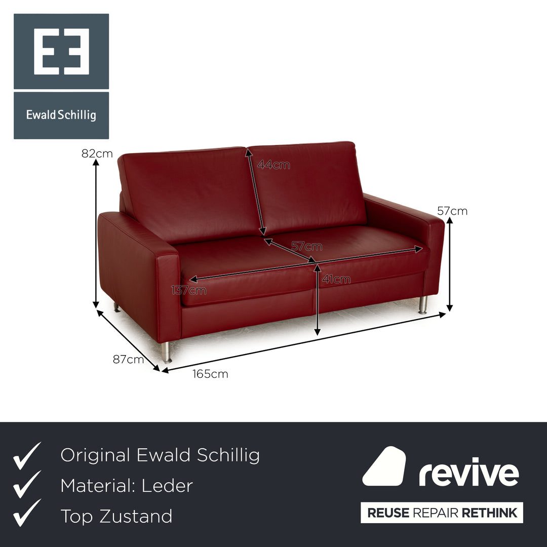 Ewald Schillig Concept Plus Leder Zweisitzer Rot Sofa Couch