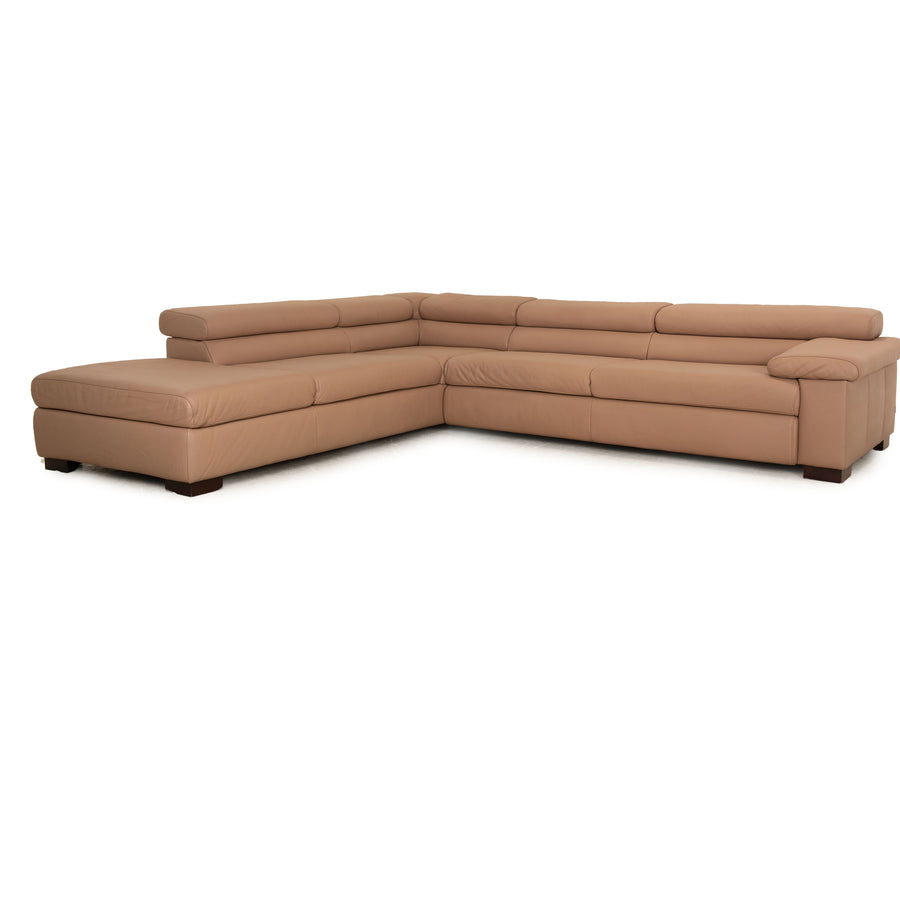 Ewald Schillig Courage Leder Beige Ecksofa Recamiere links manuelle Funktion