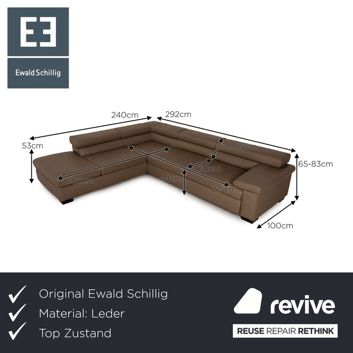 Ewald Schillig Courage Leder Ecksofa Braun Sofa Couch Funktion
