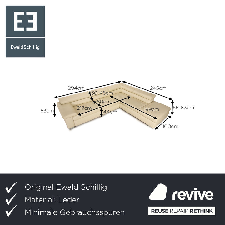 Ewald Schillig Courage Leder Sofa Creme Ecksofa Couch Funktion