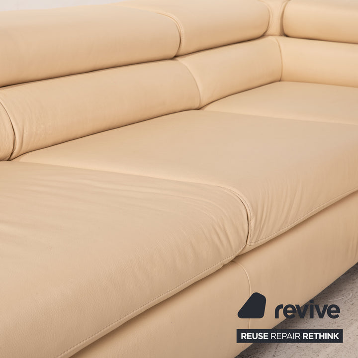 Ewald Schillig Courage Leder Sofa Creme Ecksofa Couch Funktion