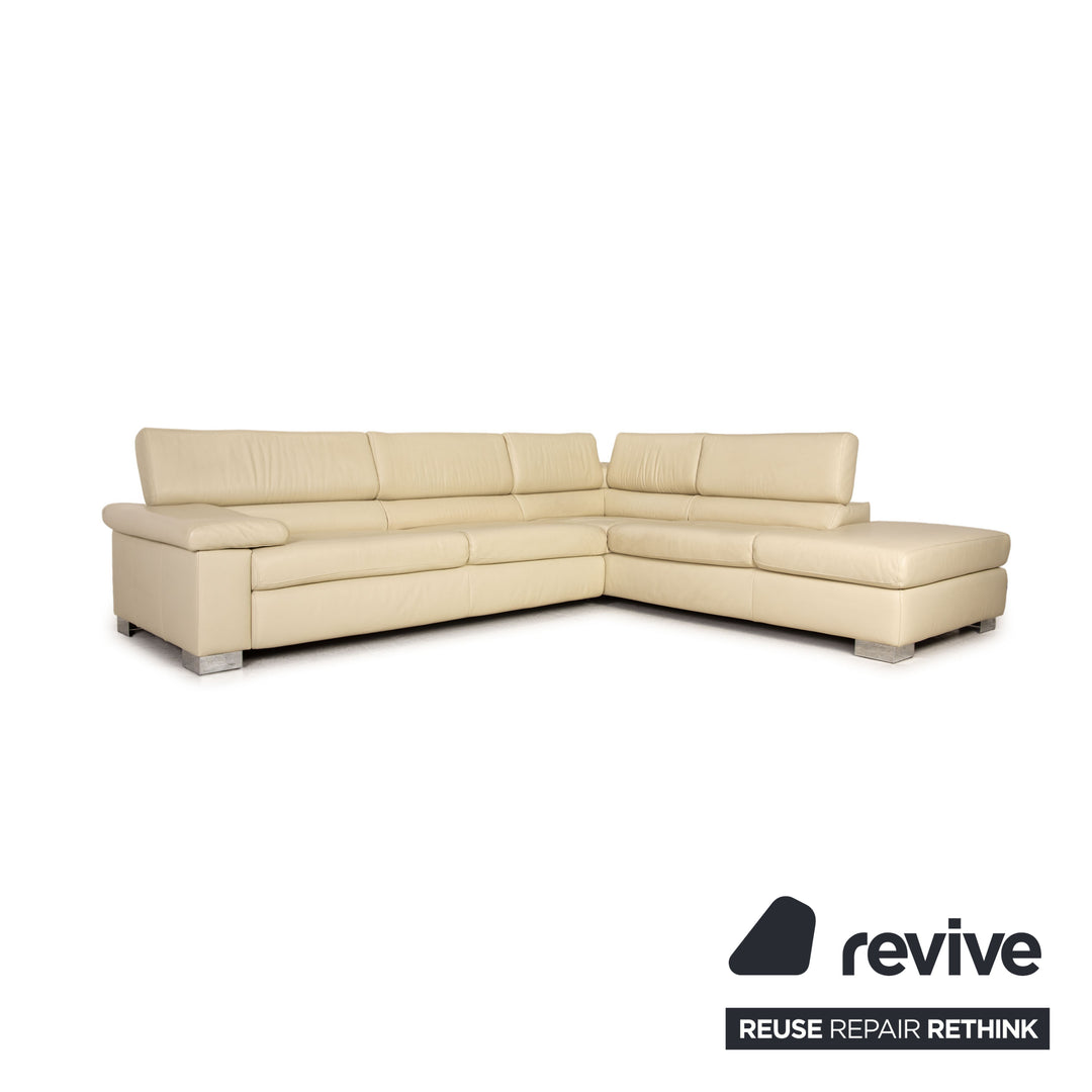 Ewald Schillig Courage Leder Sofa Creme Ecksofa Couch Funktion