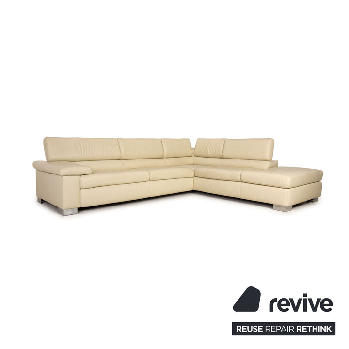 Ewald Schillig Courage Leder Sofa Creme Ecksofa Couch Funktion