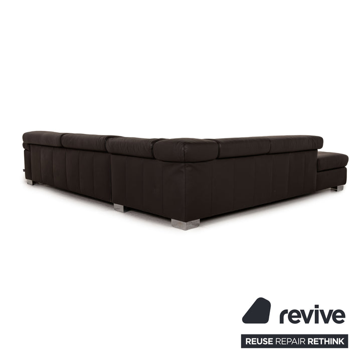 Ewald Schillig Courage Leather Sofa Dark Brown Corner Sofa Couch Function