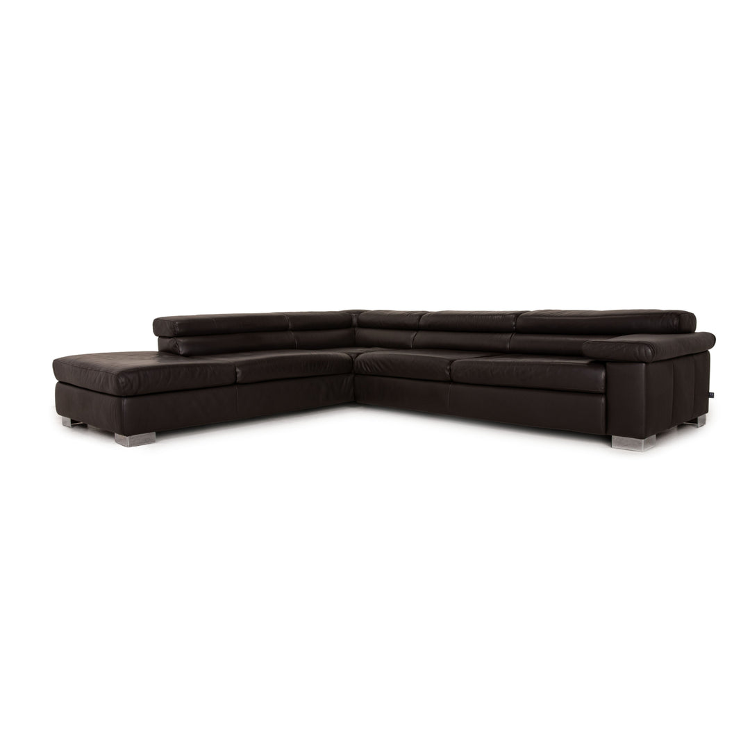 Ewald Schillig Courage Leather Sofa Dark Brown Corner Sofa Couch Function
