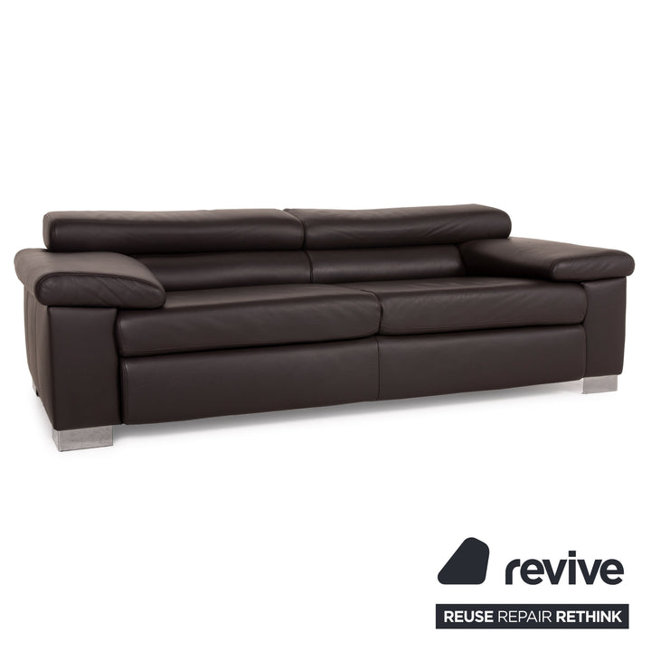 Ewald Schillig Courage leather sofa dark brown two-seater brown