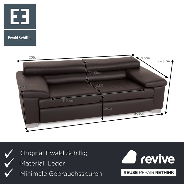 Ewald Schillig Courage leather sofa dark brown two-seater brown