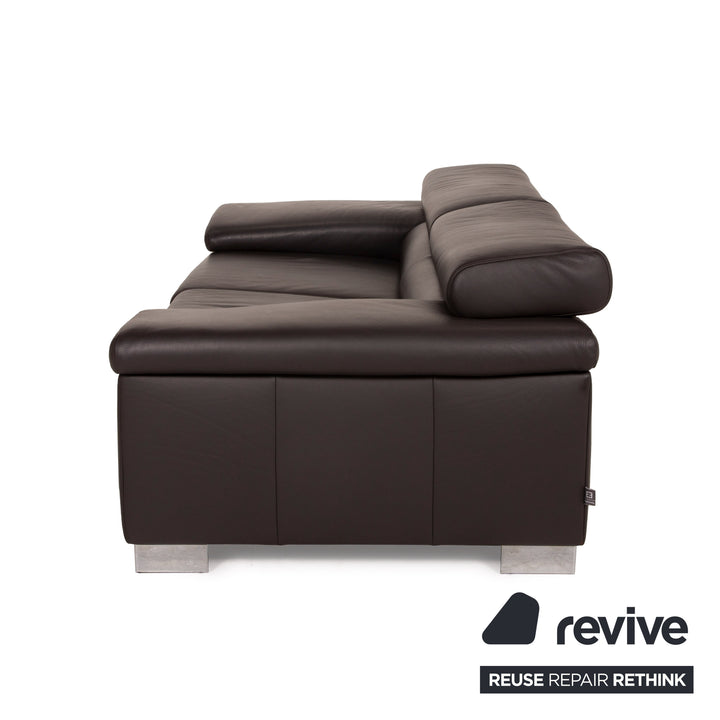 Ewald Schillig Courage Leder Sofa Garnitur Dunkelbraun Zweisitzer Hocker Braun