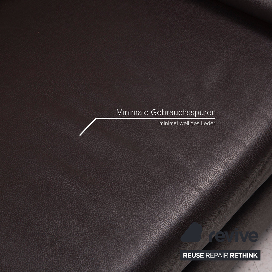 Ewald Schillig Courage Leder Sofa Garnitur Dunkelbraun Zweisitzer Hocker Braun