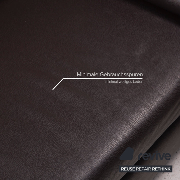 Ewald Schillig Courage Leder Sofa Garnitur Dunkelbraun Zweisitzer Hocker Braun