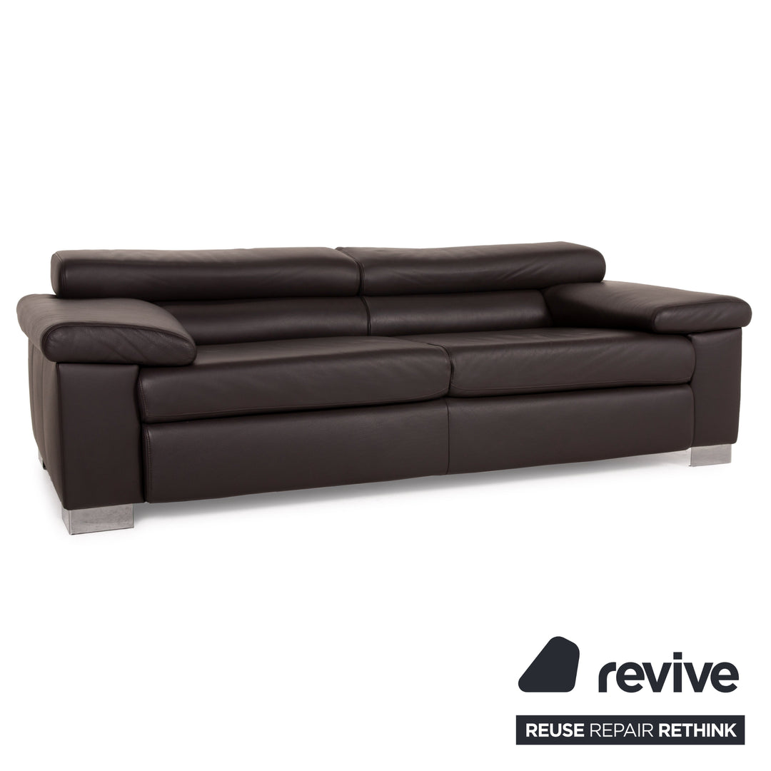 Ewald Schillig Courage Leder Sofa Garnitur Dunkelbraun Zweisitzer Hocker Braun